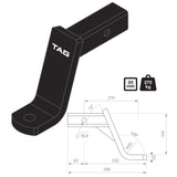 TAG Tow Ball Mount - 210mm Long, 108° Face, 50mm Square Hitch - Brixton 4x4 - Buy Online Now!