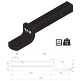 TAG Tow Ball Mount - 338mm Long, 90°Face, 50mm Square Hitch - Brixton 4x4 - Buy Online Now!