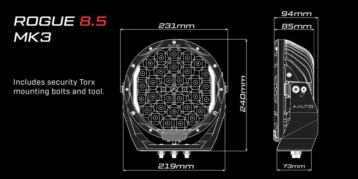Altiq Rogue 8.5" MK3 LED Driving Light - SINGLE LIGHT - Brixton 4x4 - Buy Online Now!