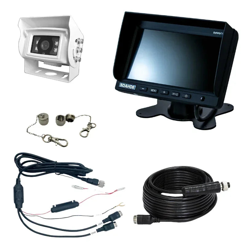 Safety Dave 6" Monitor & Rear View Camera Kit - White Square 92 degre AHD - Brixton 4x4 - Buy Online Now!