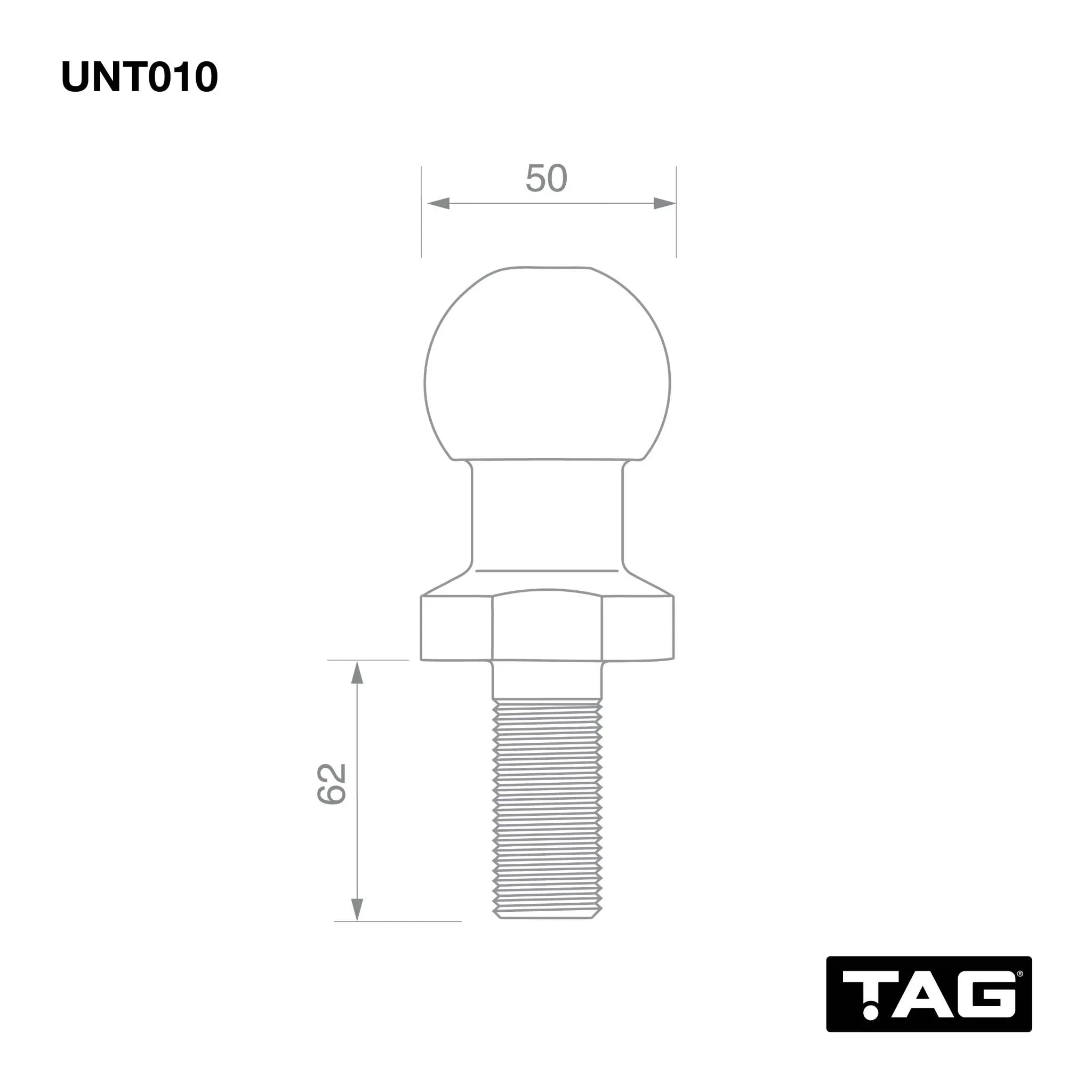 TAG Chrome Tow Ball - 50mm, 3.5 tonne - Brixton 4x4 - Buy Online Now!