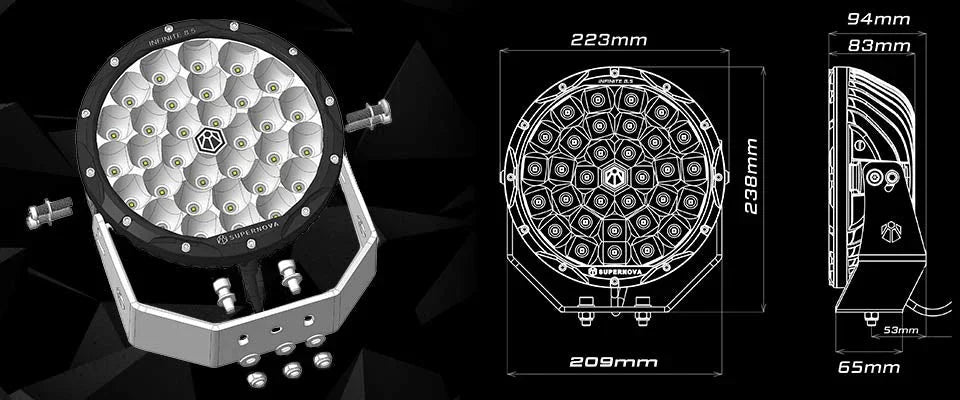 Supernova Infinite 8.5 Inch LED Driving Light Pair - Brixton 4x4 - Buy Online Now!