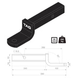 TAG Tow Ball Mount - 268mm Long, 90° Face, 50mm Square Hitch - Brixton 4x4 - Buy Online Now!