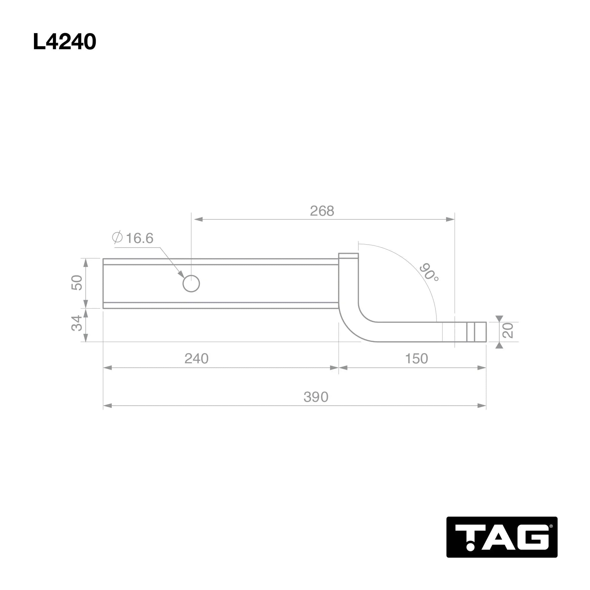 TAG Tow Ball Mount - 268mm Long, 90° Face, 50mm Square Hitch - Brixton 4x4 - Buy Online Now!
