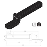 TAG Tow Ball Mount - 338mm Long, 90°Face, 50mm Square Hitch - Brixton 4x4 - Buy Online Now!