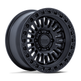 KMC Aztec KM554 17x8.5 wheel in Matte Black with Gloss Black Lip - front face view