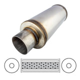 6" Round, 14" Long, 3 1/2", C/C, Mega Power, 409 Stainless