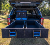 MSA 4x4 storage drawer system installed - detail view for Holden Colorado RG