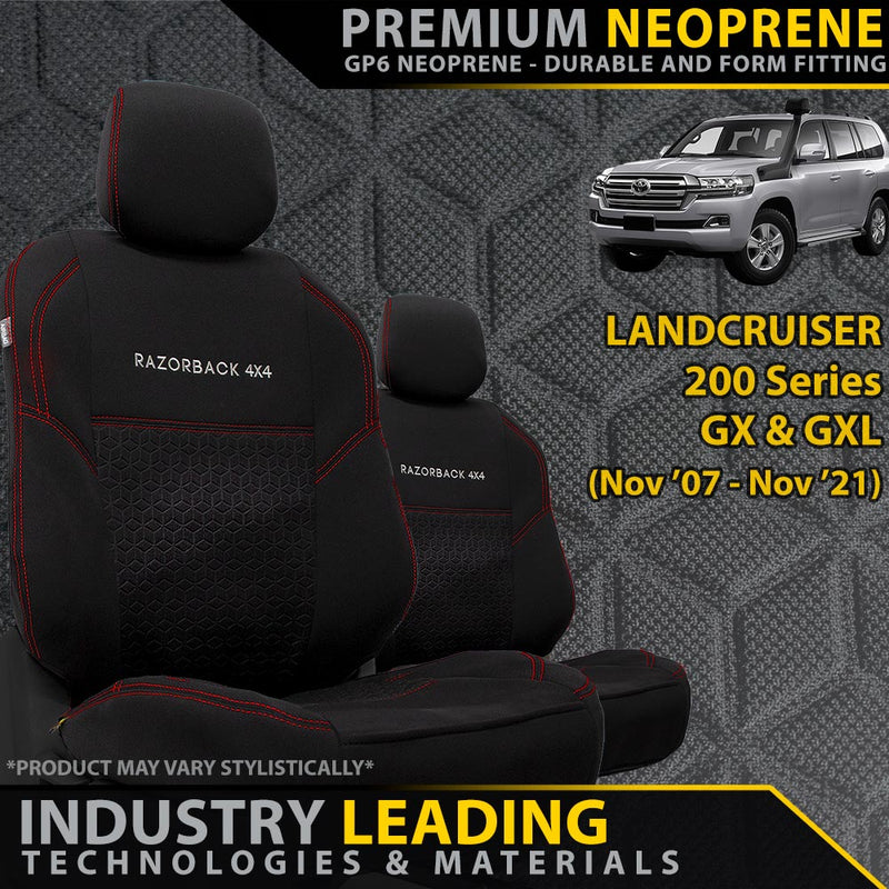 Toyota Landcruiser 200 Series GX/GXL Premium Neoprene 2x Front Seat Covers (Available)