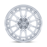 Fuel Revolt hyper silver wheel with machined face front face view