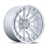 Fuel Revolt hyper silver wheel with machined face angled three-quarter view