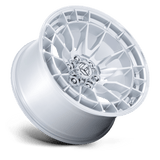 Fuel Revolt hyper silver wheel with machined face profile view showing deep dish barrel