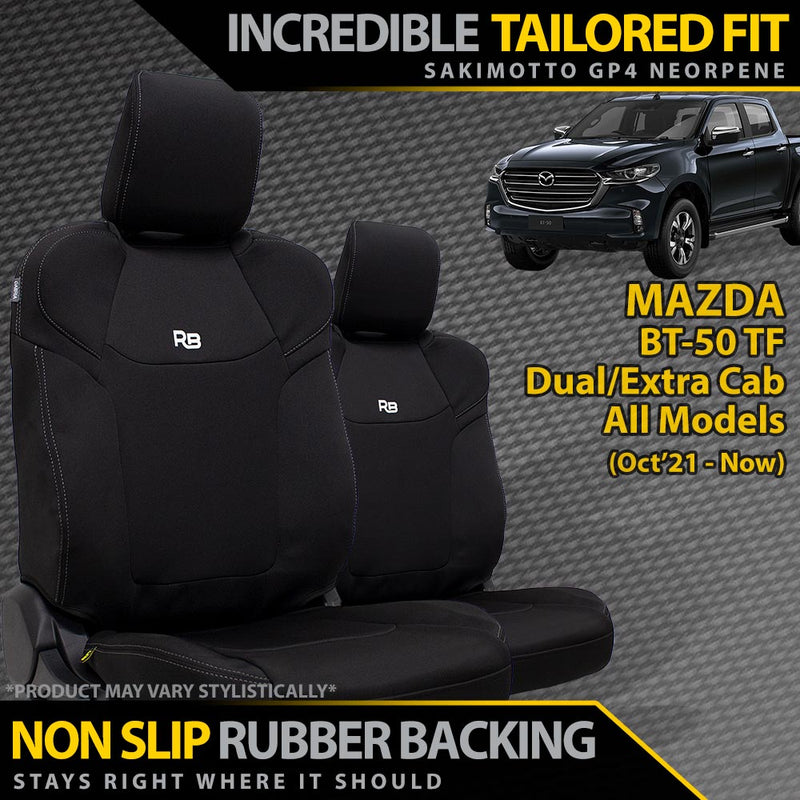 Razorback 4x4 GP4 Standard Neoprene 2x Front Seat Covers Suitable for a Mazda BT-50 TF