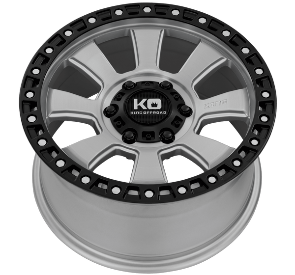 King Armor Wheels Rims Silver Bushed with Black Lip & Milled Rivets ...