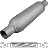 Hotdog 3" Round, 6" Long, 1 3/8" Inlet Louvered and Baffled With Spigots