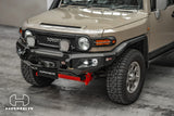 Hamer King Series bull bar fitted to Toyota FJ Cruiser, rear three-quarter view