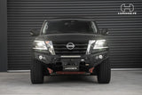 Hamer King Series bull bar fitted to Nissan Patrol Y62, front angle view