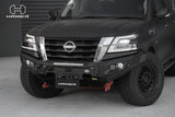 Close-up of Hamer King Series bull bar recovery point on Nissan Patrol Y62