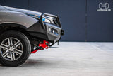 Front-on view of Hamer King Series Plus bull bar on Fortuner showing loop and LED lights