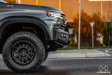 Chevrolet Silverado 1500 with Hamer Atlas Series bull bar, driver side angle
