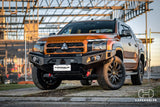 Hamer 4x4 King Series bull bar fitted to a Mitsubishi Triton MV, front angle view