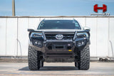 Detail of Hamer King Series Plus bull bar wing and E-Mark LED indicator on Fortuner