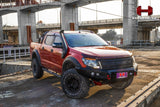 Hamer 4x4 King Series bull bar fitted to a Ford Ranger PX1, front angle view