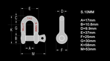D-SHACKLE - 10MM THICK 1000KG, Carbon Steel, Galvanised  BULK PACKED