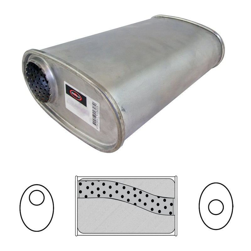 10" x 4" Oval, 14" Long, 2 1/4" Offset/Centre, Megaflow (No Spigots) - Brixton 4x4 - Buy Online Now!