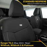 Ford Ranger T6.2 Wildtrak, Wildtrak X & Platinum Neoprene 2x Front Row Seat Covers (In Stock)