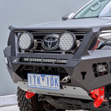 Offroad Animal Toro bull bar for Fortuner, low front angle showing centre bash plate