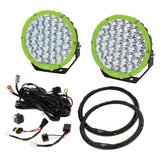 Hulk 9 Round Led Driving Lamp Pair -  Beam 9-36V 160W 37 Leds Green