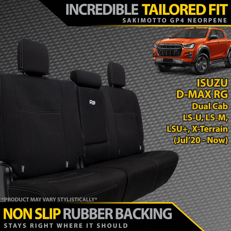 Razorback 4x4 GP4 Standard Neoprene Rear Seat Covers Suitable for a Isuzu D-MAX RG