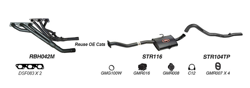 Redback Exhaust 2 1/2" System (Reuse OE Cats)  for Holden Commodore (04/1995 - 08/1997), Calais (04/1995 - 1997)