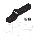TAG Tow Ball Mount - 208mm Long, 135° Face, 50mm Square Hitch - Brixton 4x4 - Buy Online Now!