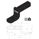 TAG Tow Ball Mount - 203mm Long, 90° Face, 50mm Square Hitch - Brixton 4x4 - Buy Online Now!