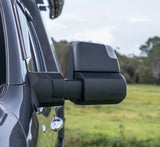 Black MSA towing mirror for Chevrolet Silverado 1500 in the extended towing position