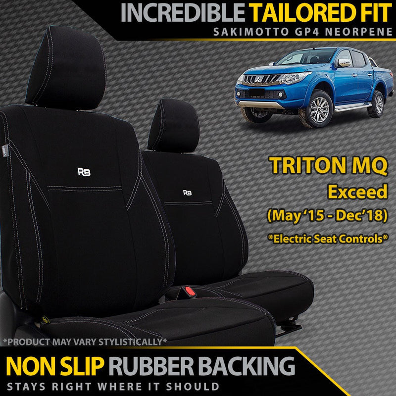 Mitsubishi Triton MQ (Leather Seats) Neoprene 2x Front Row Seat Covers (Made to Order)