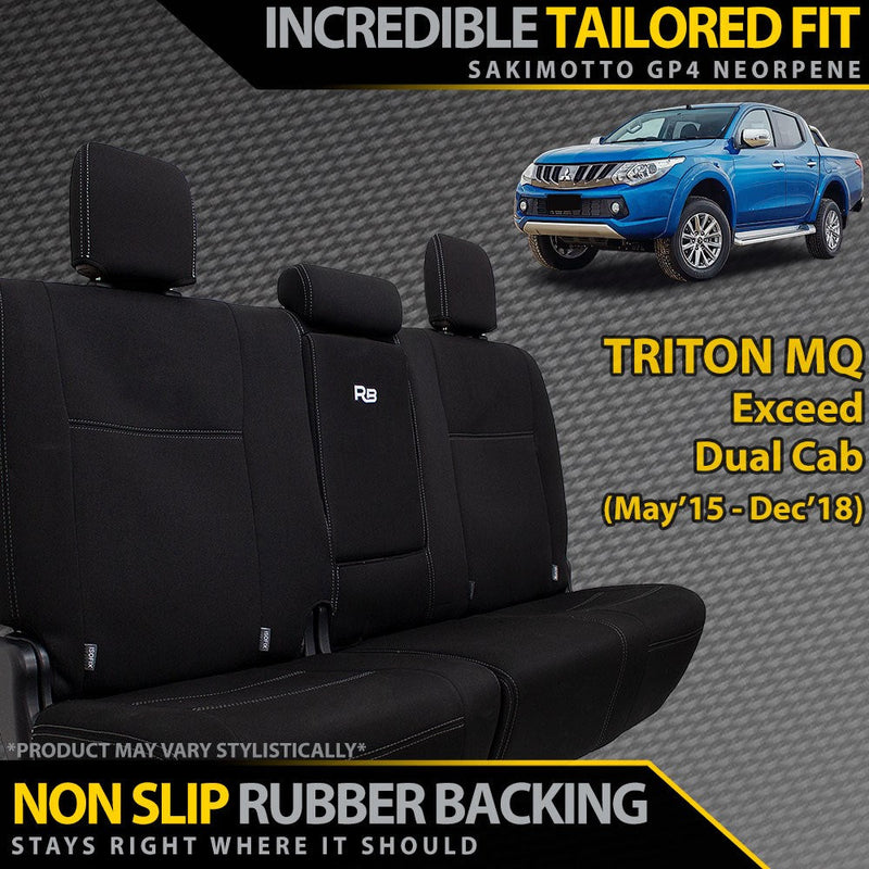 Mitsubishi Triton MQ (Leather Seats) Neoprene Rear Row Seat Covers (In Stock)