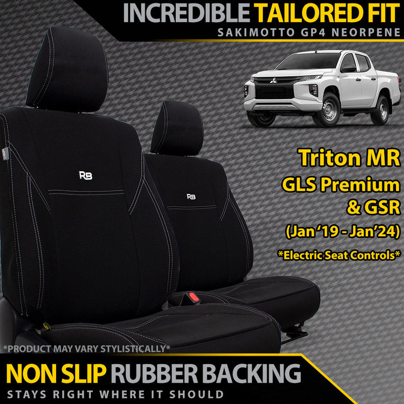 Mitsubishi Triton MR (Leather Seats) Neoprene 2x Front Row Seat Covers (Made to Order)