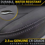 Razorback 4x4 GP4 Standard Neoprene 2nd Row 100% Bench Seat Covers suitable for a Toyota Landcruiser 80 Series DX & Standard (Made to Order)