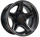 King Rival gloss black wheel with machined dark tint angled view showing tinted lip