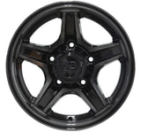 King Rival gloss black wheel with machined dark tint front face view