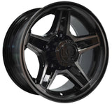 King Rival gloss black wheel with machined dark tint side angle view