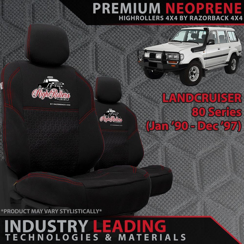 Toyota Landcruiser 80 Series Premium Neoprene 2x Front Seat Covers (Made to Order)