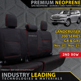 Toyota Landcruiser 200 Series GX/GXL Premium Neoprene 2nd Row Seat Covers (Available)