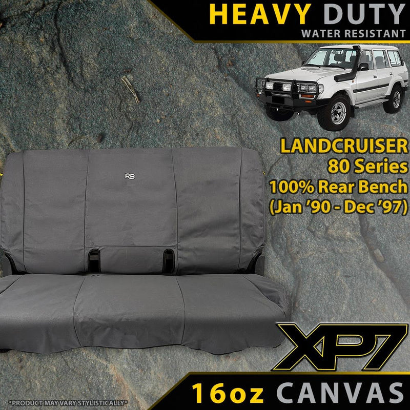 Razorback 4x4 XP7 Heavy Duty Canvas Rear Row (100% Rear Bench) Seat Covers suitable for a Toyota Landcruiser 80 Series (Made to Order)