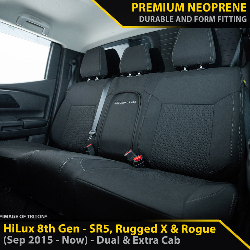 Toyota HiLux 8th Gen SR5, Rugged X & Rogue GP6 Premium Neoprene Rear Row Seat Covers