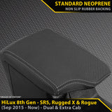 Razorback 4x4 GP4 Standard Neoprene Console Lid Cover suitable for a  Toyota HiLux 8th Gen SR5, Rugged X & Rogue