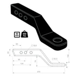 TAG 4" Drop Forged Tow Ball Mount - 241mm Long, 50mm Square Hitch